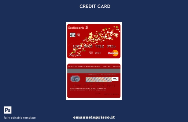 modello di mastercard bancario Bahamas Scotia in stile verificato